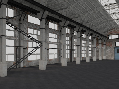 Old Warehouse interior and exterior 4 3D Model