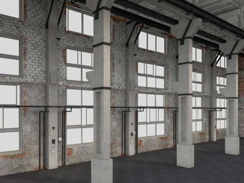 Old Warehouse interior and exterior 4 3D Model