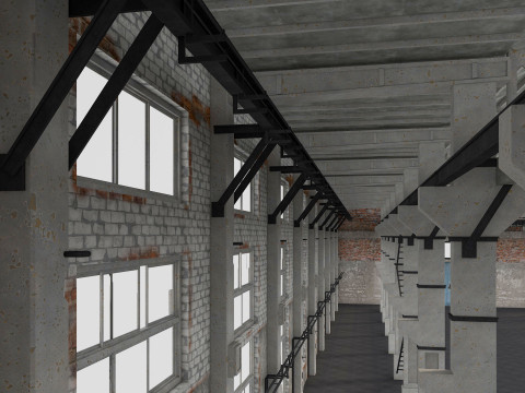 Old Warehouse interior and exterior 4 3D Model