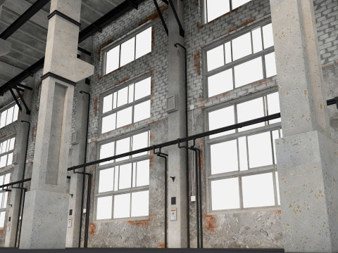 Old Warehouse interior and exterior 4 3D Model
