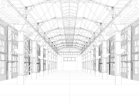 Old Warehouse interior and exterior 4 3D Model