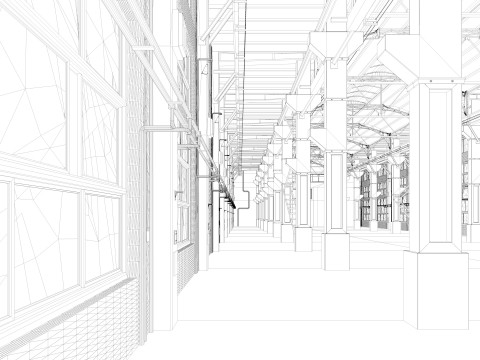 Old Warehouse interior and exterior 4 3D Model