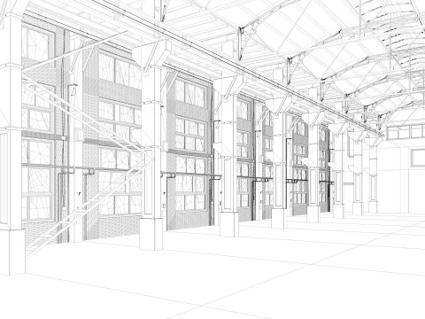 Old Warehouse interior and exterior 4 3D Model