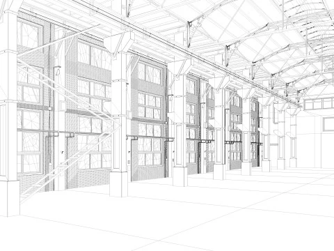 Old Warehouse interior and exterior 4 3D Model