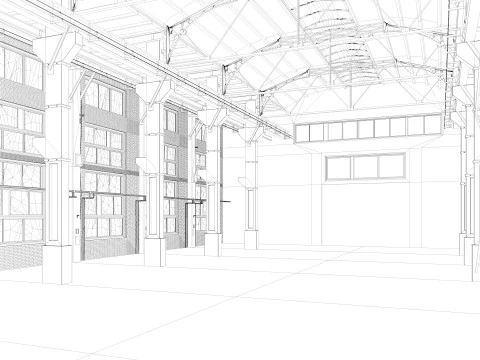Old Warehouse interior and exterior 4 3D Model