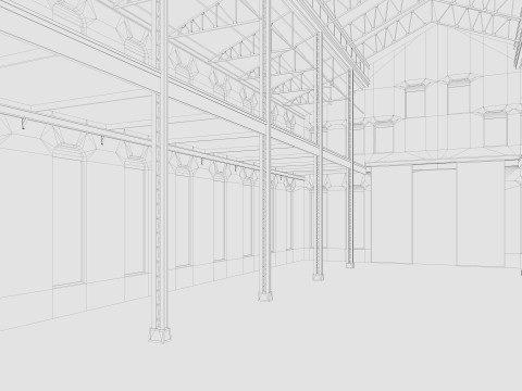 Old Warehouse 5 interior and exterior 3D Model