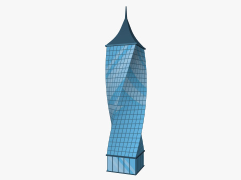 Cartoon skyscraper building 6 Low-poly Modelo 3D