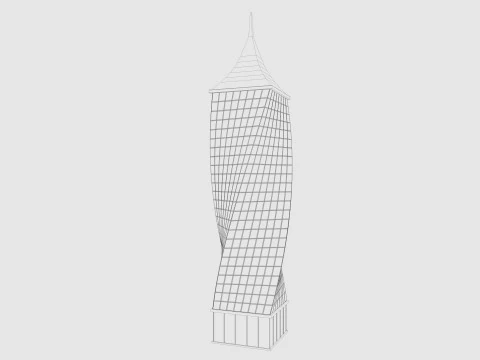 Cartoon skyscraper building 6 Low-poly 3D Model