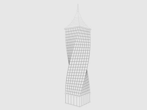 Cartoon skyscraper building 6 Low-poly 3D Model