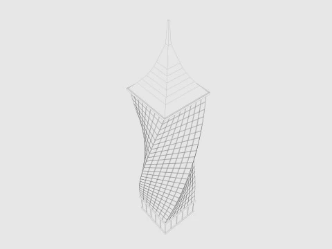 Cartoon skyscraper building 6 Low-poly 3D Model