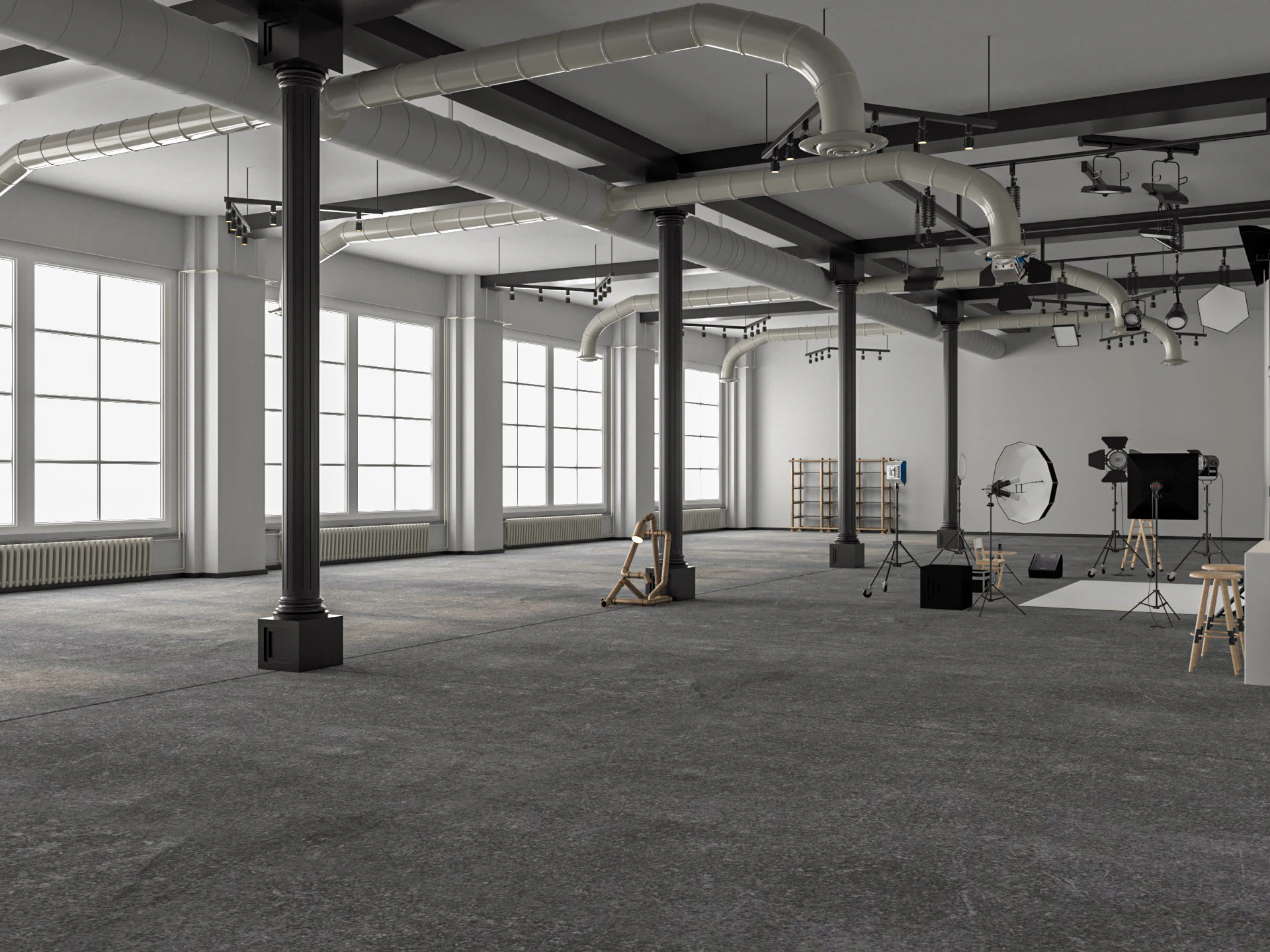 Photography Studio Scene 2 3D Model .c4d .max .obj .3ds .fbx .stl .blend