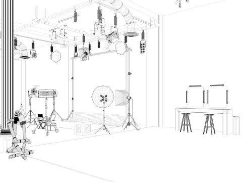 Photography Studio Scene 2 3D Model