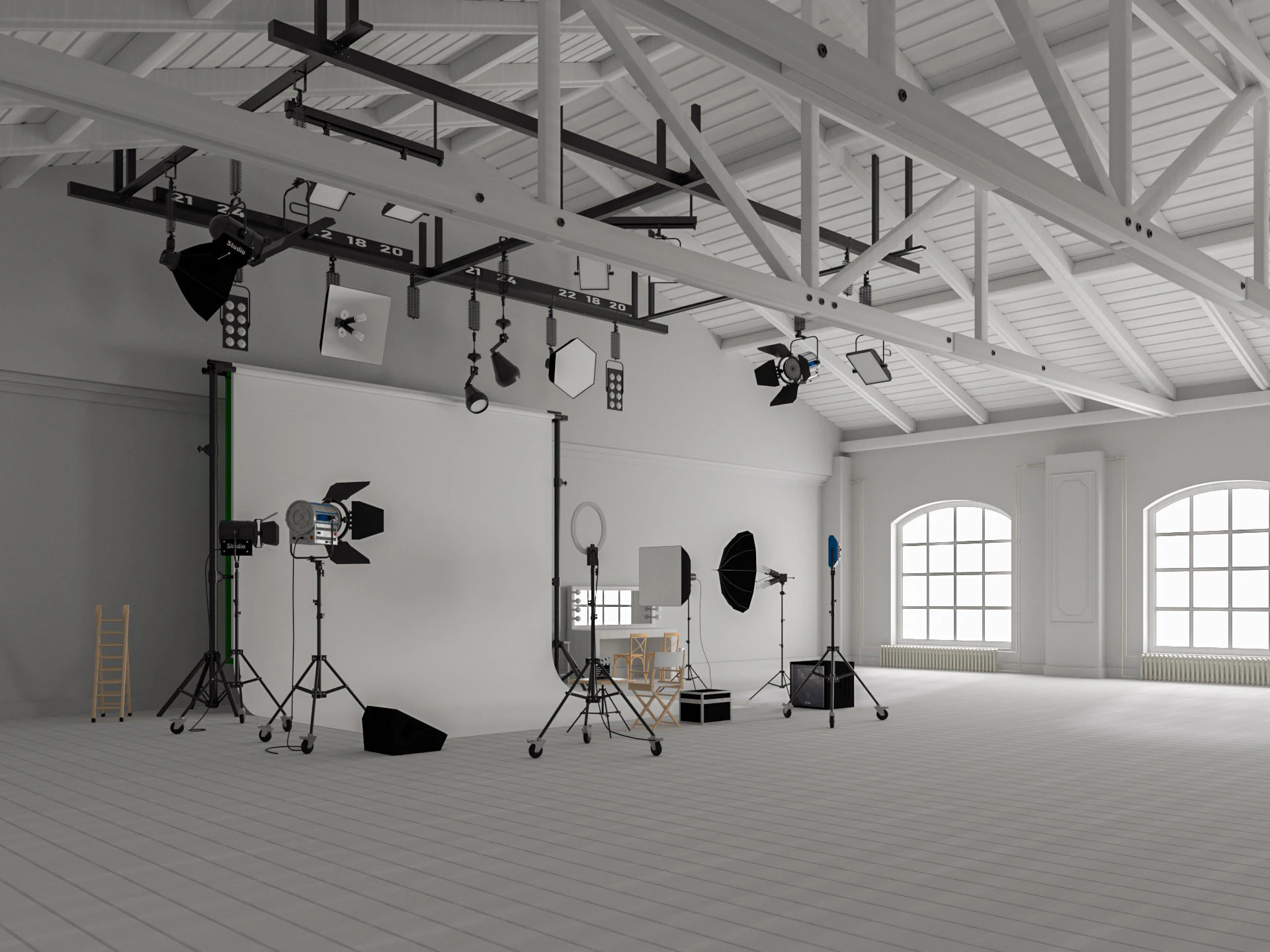 Photography Studio Scene 3 3D Model .c4d .max .obj .3ds .fbx .stl .blend 