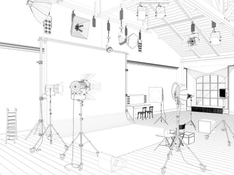 Photography Studio Scene 3 3D Model
