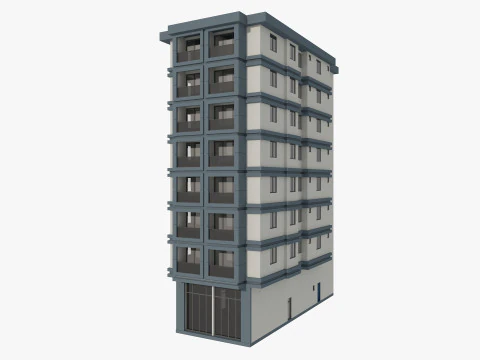 Residential Apartment Building 8 Pack 3D Model
