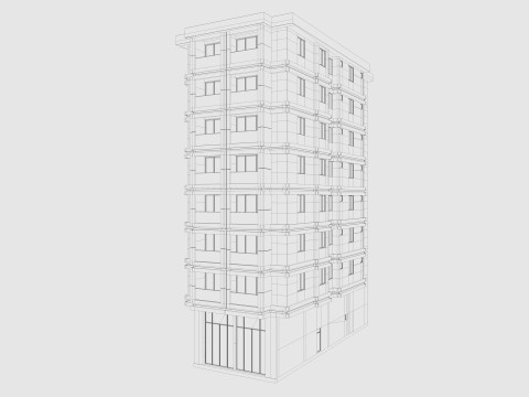 Residential Apartment Building 8 Pack Modello 3D
