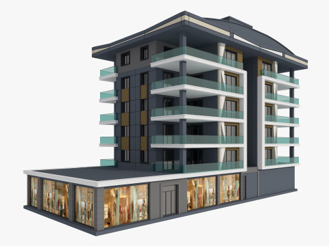 Residential Apartment Building 8 Pack Modello 3D
