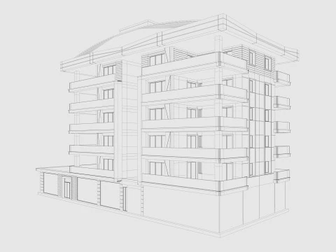 Residential Apartment Building 8 Pack 3D Model