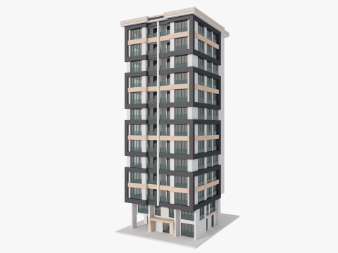 Residential Apartment Building 8 Pack Modello 3D