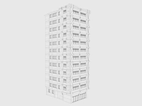 Residential Apartment Building 8 Pack 3D Model