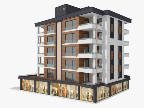 Residential Apartment Building 8 Pack Modello 3D