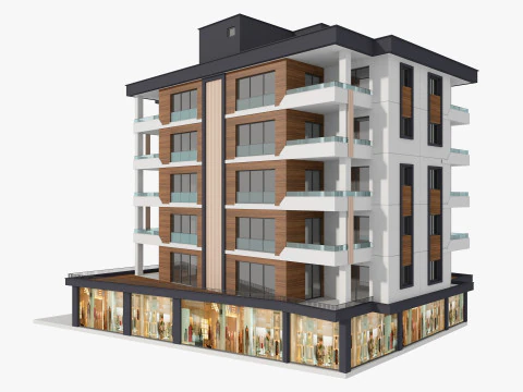 Residential Apartment Building 8 Pack 3D Model