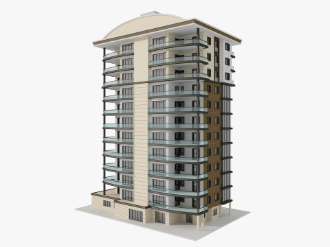 Residential Apartment Building 8 Pack Modello 3D