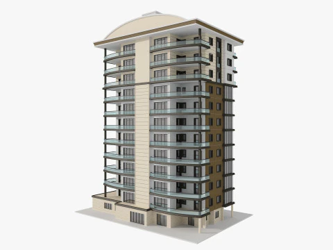 Residential Apartment Building 8 Pack 3D Model