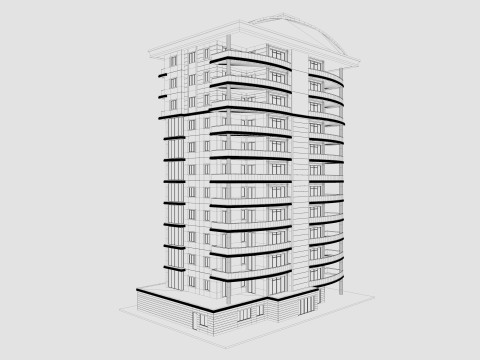 Residential Apartment Building 8 Pack Modello 3D