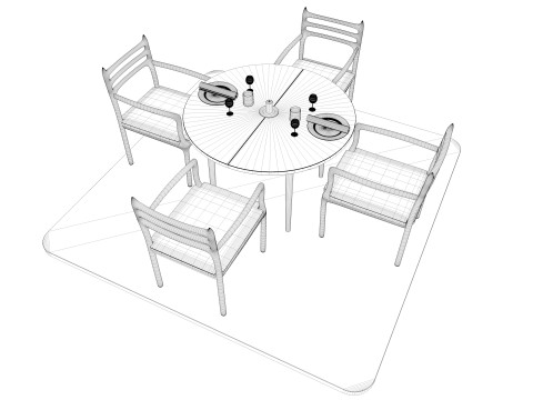 Restaurant Table and Chair Model 3D
