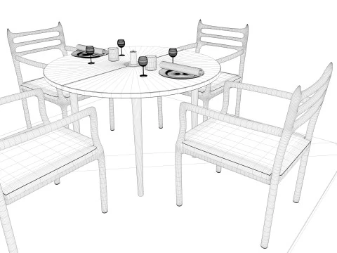 Restaurant Table and Chair 3D Model