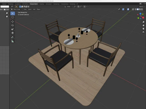 Restaurant Table and Chair 3D Model