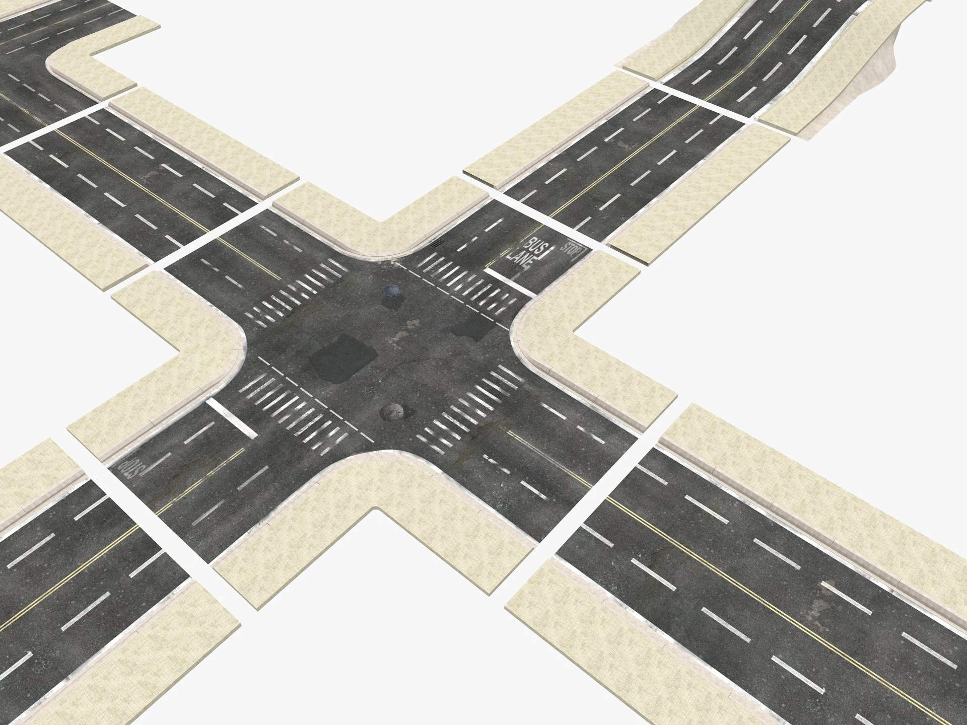 Road Pack 3D Model .c4d .max .obj .3ds .fbx .stl .blend 
