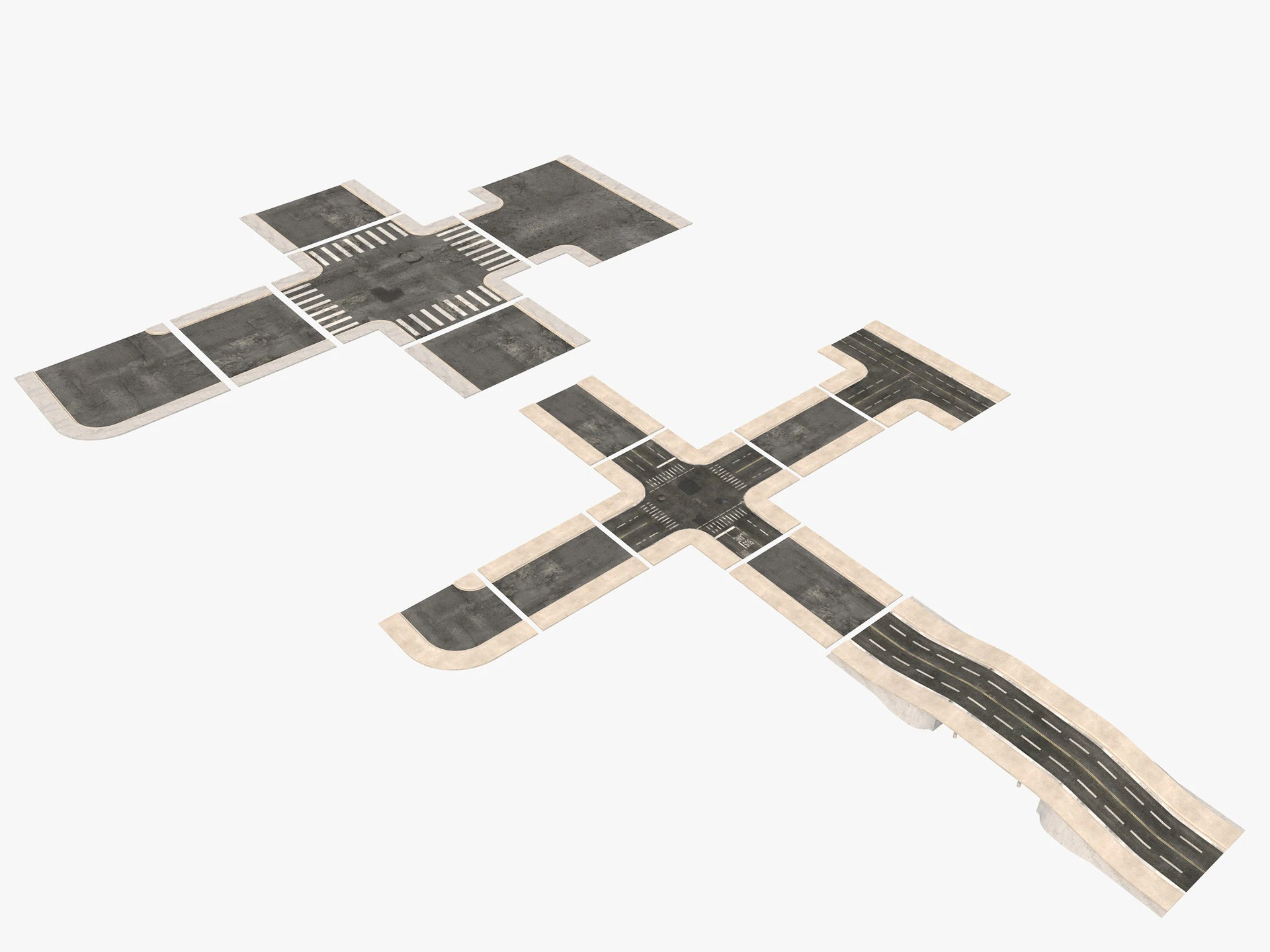 Road Street Collection 2 3D Model .c4d .max .obj .3ds .fbx .stl .blend