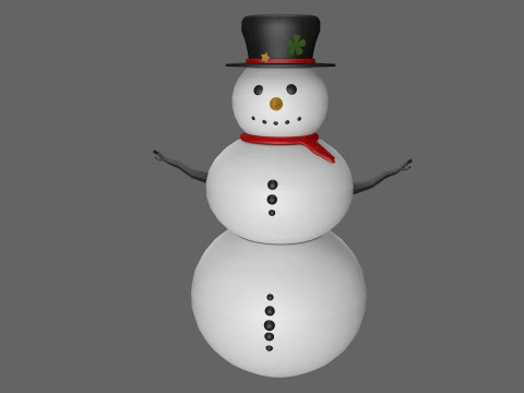 Snowman low poly 3D Model