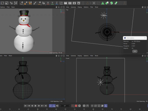Snowman low poly 3D Model