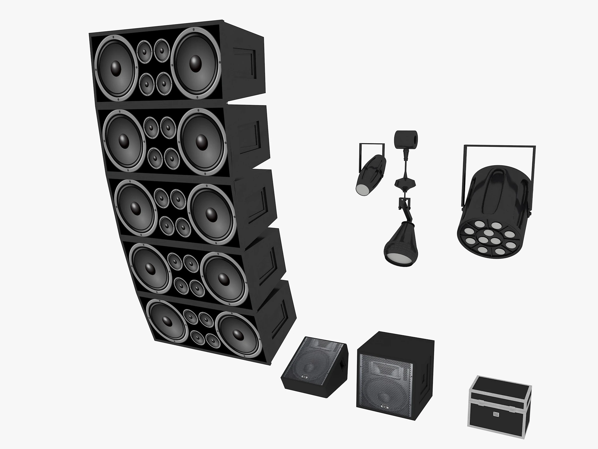 Stage Lights Speakers 3D Model .c4d .max .obj .3ds .fbx .stl .blend 