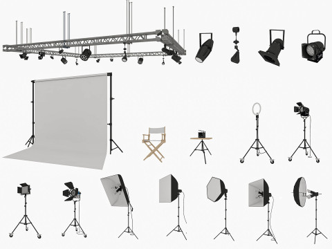 Studio Lighting Collection 3D Модель