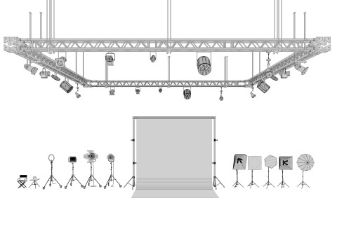 Studio Lighting Collection 3D Model