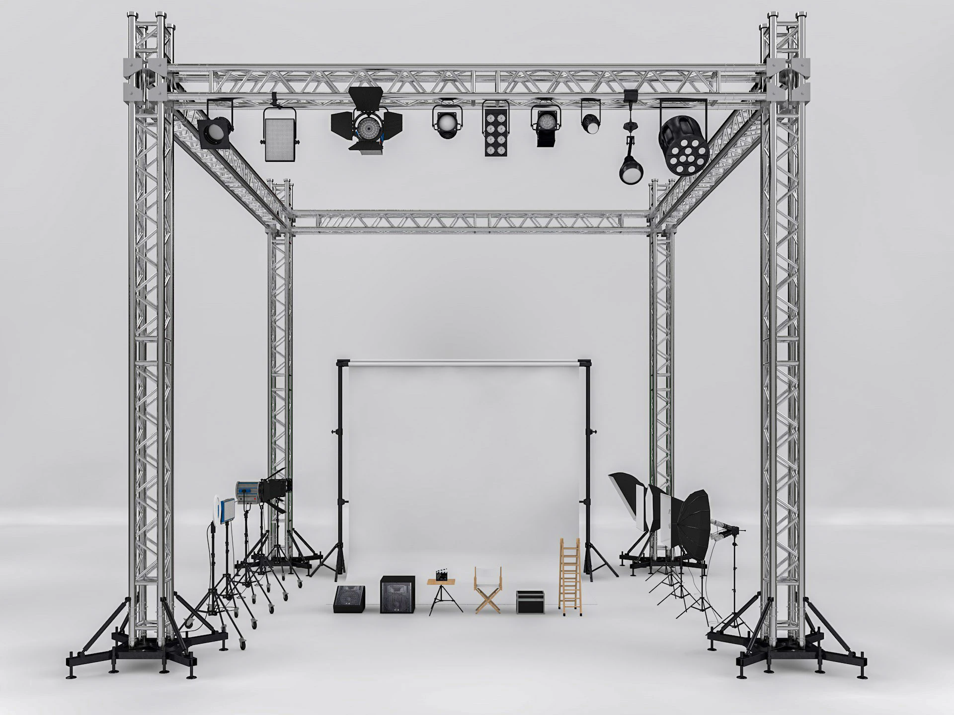 Studio Photography Lights 3D Model .c4d .max .obj .3ds .fbx .stl .blend 