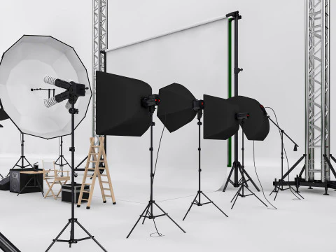 Studio Photography Lights 3D Model
