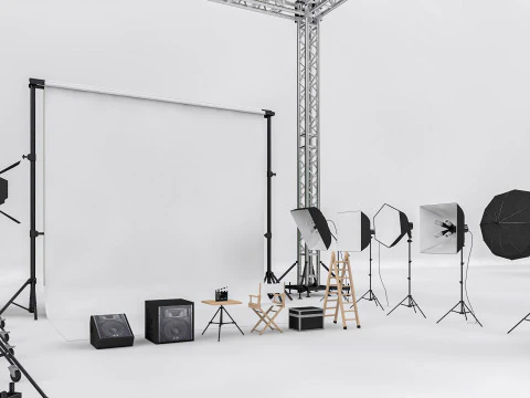 Studio Photography Lights 3D Model