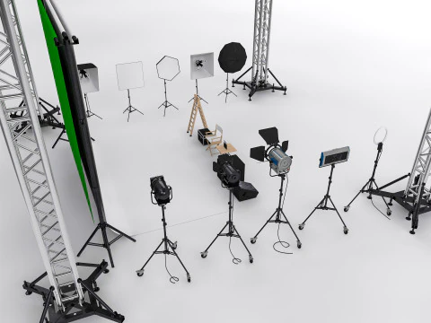 Studio Photography Lights 3D Model
