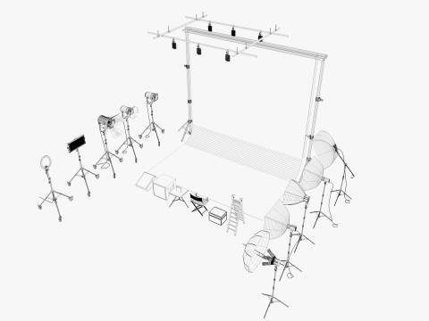 Studio Photography Lights 2 3D-Modell
