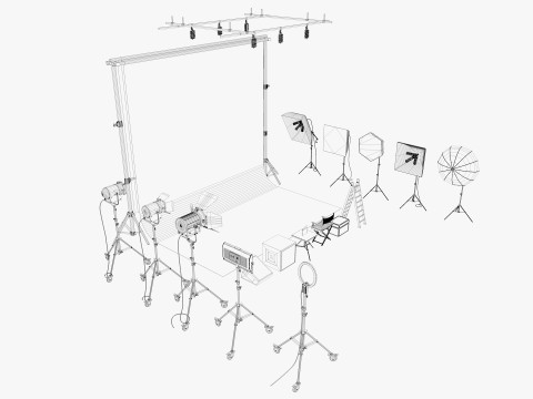 Studio Photography Lights 2 3D-Modell