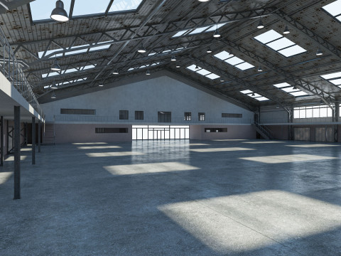 Warehouse interior and exterior 3D Model