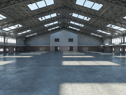 Warehouse interior and exterior 3D Model