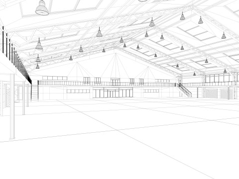 Warehouse interior and exterior 3D Model