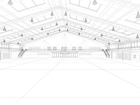 Warehouse interior and exterior 3D Model