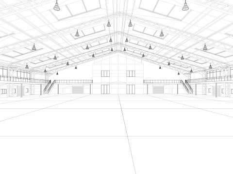 Warehouse interior and exterior 3D Model